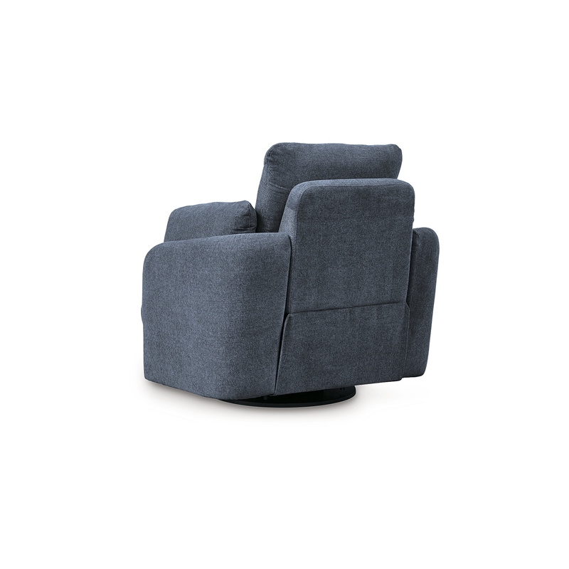 Bowery Hill Polyester Contemporary Swivel Glider Recliner in Blue