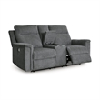 Bowery Hill Contemporary Gray Power Reclining Loveseat with Console