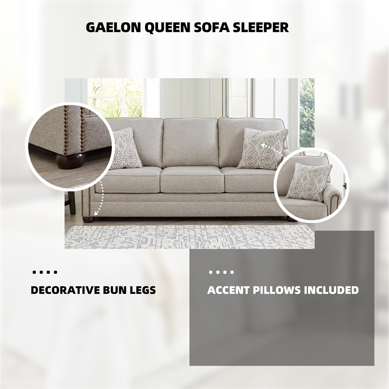 Bowery Hill Transitional Corner-blocked frame Dune Queen Sofa Sleeper