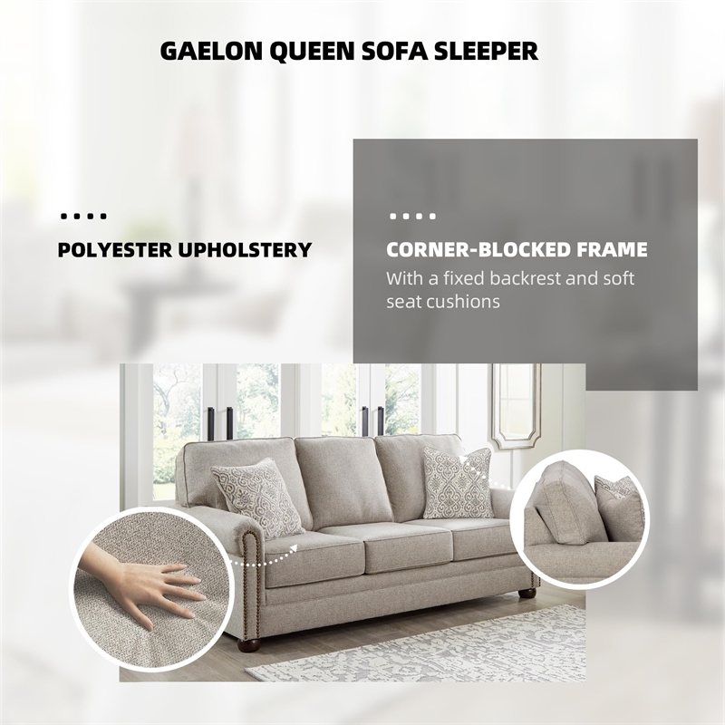 Bowery Hill Transitional Corner-blocked frame Dune Queen Sofa Sleeper