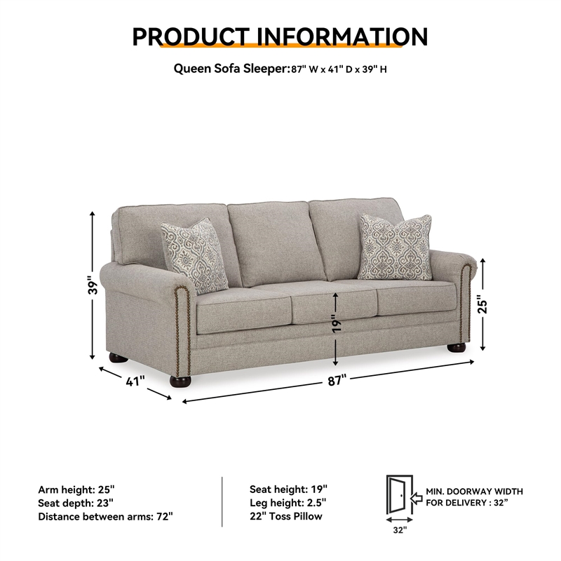 Bowery Hill Transitional Corner-blocked frame Dune Queen Sofa Sleeper