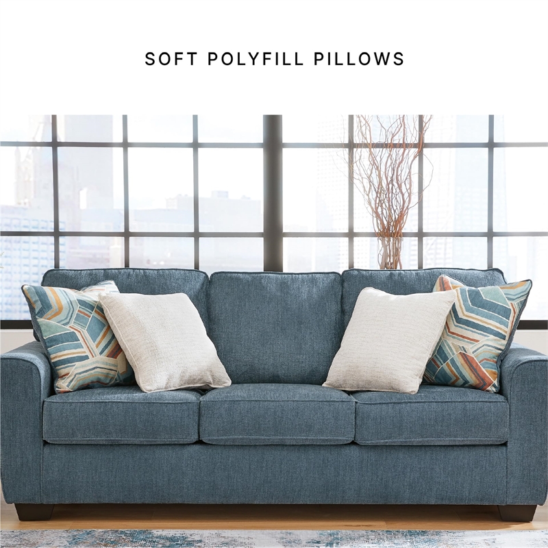Bowery Hill Contemporary Corner-blocked frame Blue Queen Sofa Sleeper