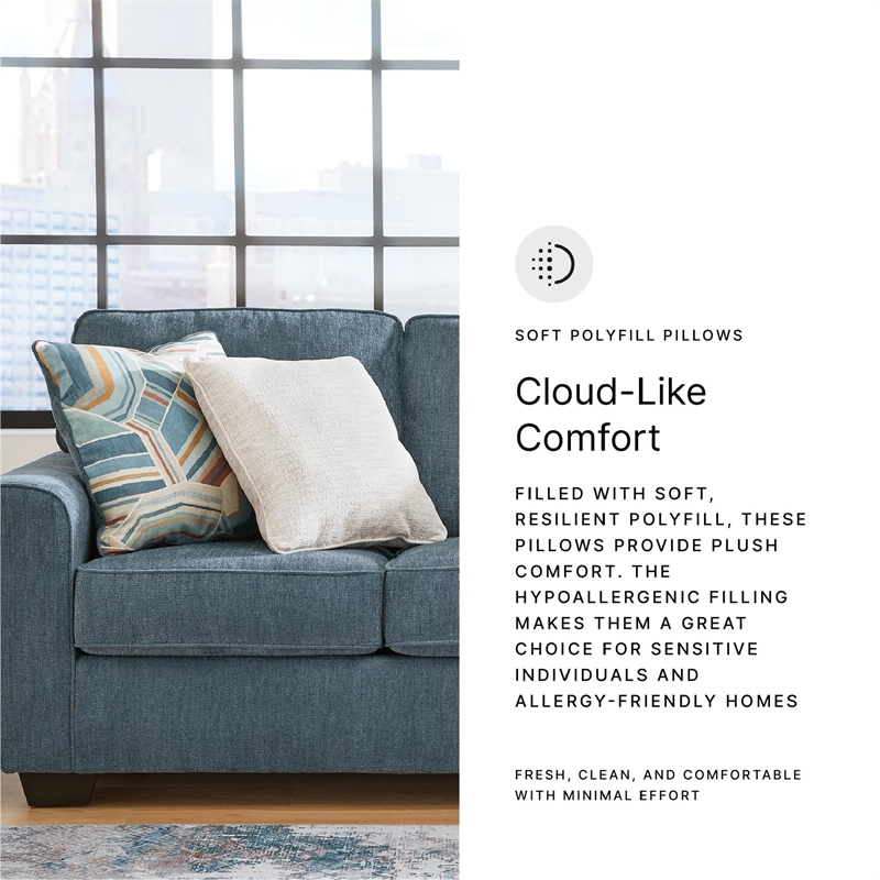 Bowery Hill Contemporary Corner-blocked frame Blue Queen Sofa Sleeper