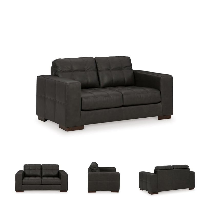 Bowery Hill Corner-blocked frame Loveseat with Exposed Feet and Faux Wood Finish