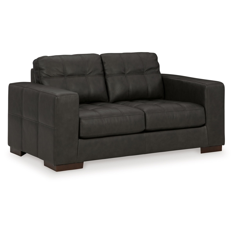 Bowery Hill Corner-blocked frame Loveseat with Exposed Feet and Faux Wood Finish