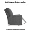 Bowery Hill Polyester Contemporary Pull-tab Reclining Motion Pewter Recliner