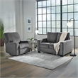Bowery Hill Polyester Contemporary Pull-tab Reclining Motion Pewter Recliner