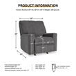 Bowery Hill Polyester Contemporary Pull-tab Reclining Motion Pewter Recliner