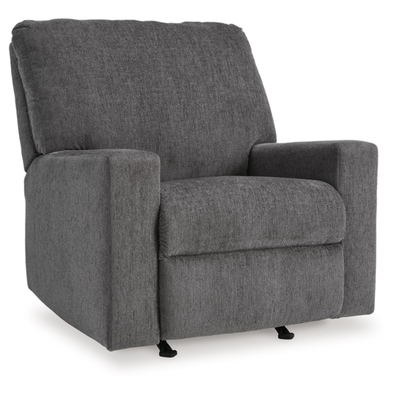 Bowery Hill Polyester Contemporary Pull-tab Reclining Motion Pewter Recliner