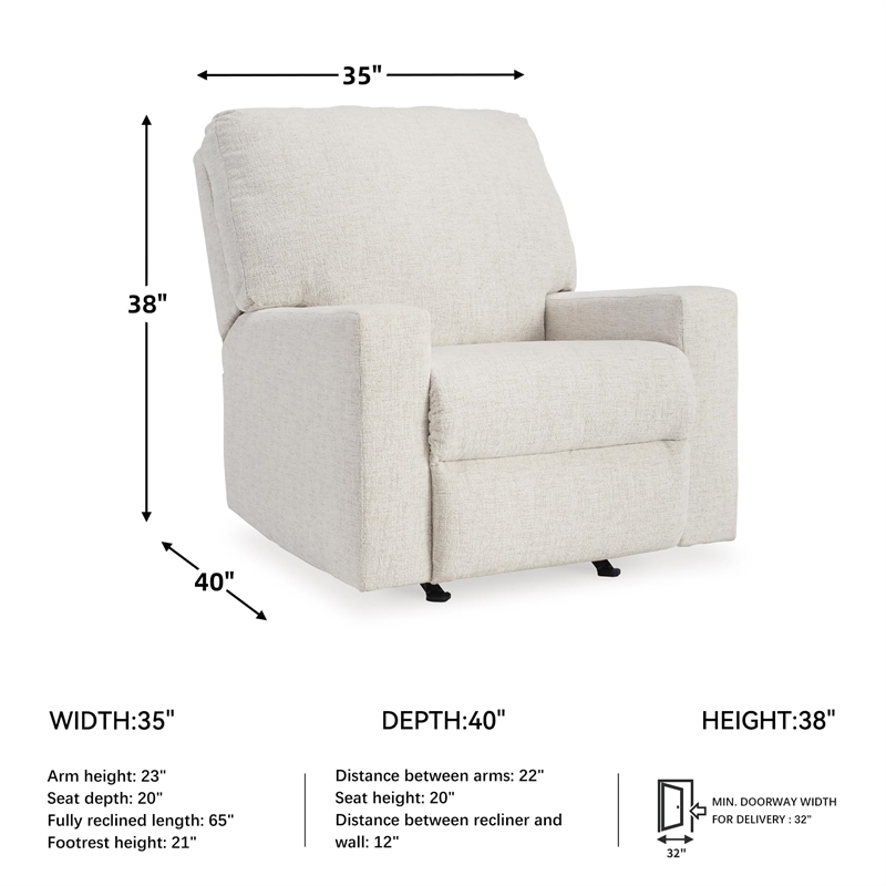 Bowery Hill Contemporary Snow Recliner with Pull Tab Reclining Motion
