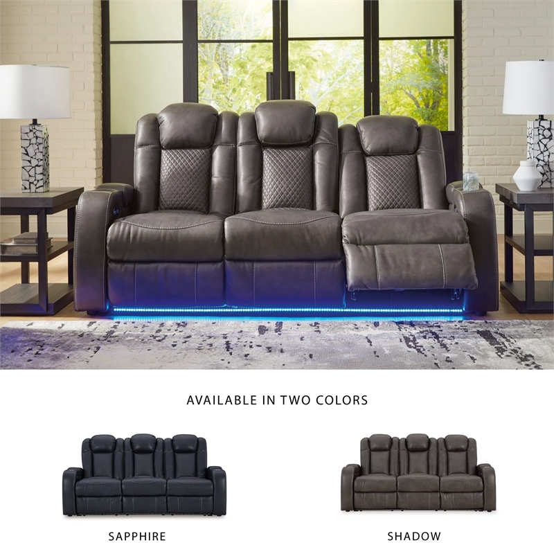 Bowery Hill Faux Leather Contemporary Brown Power Reclining Sofa