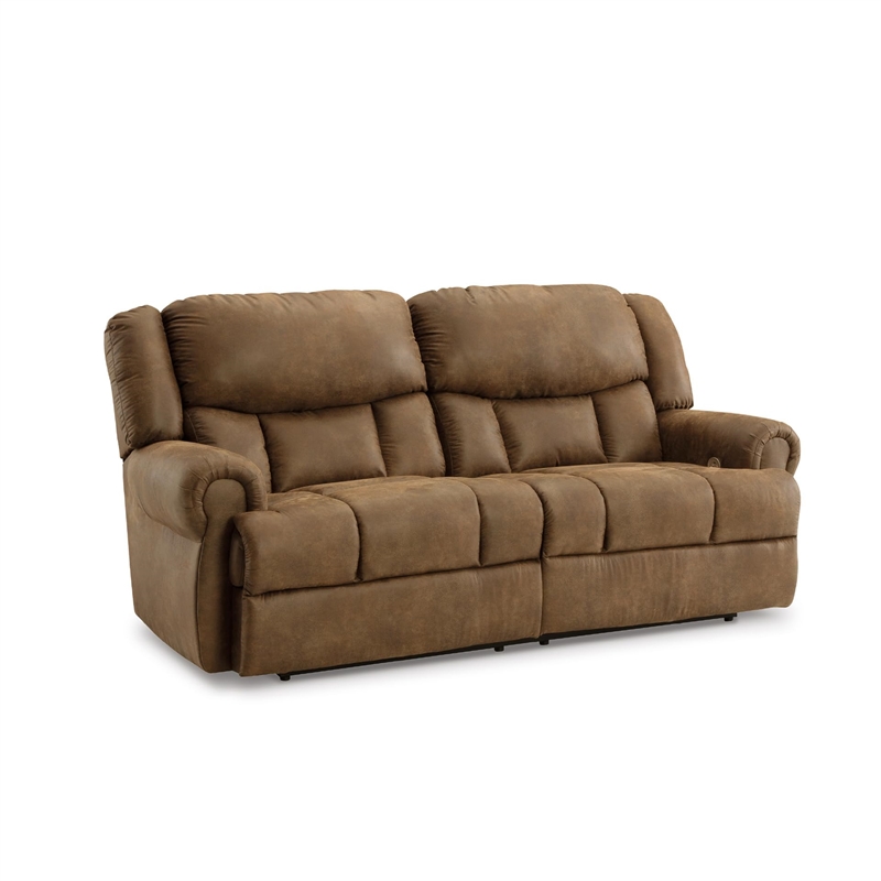 Bowery Hill Faux Leather Traditional Brown Power Reclining Sofa