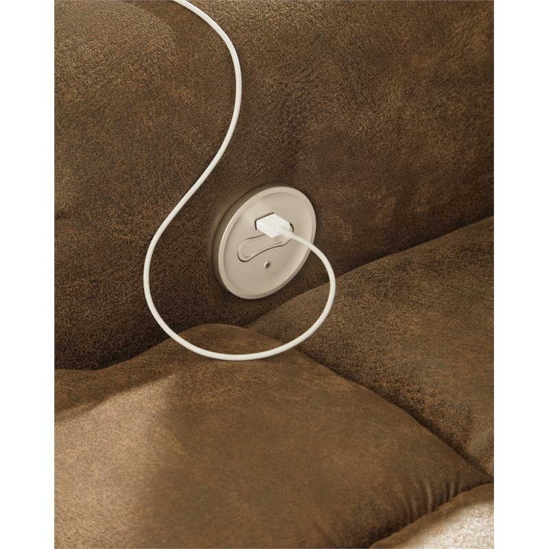 Bowery Hill Faux Leather Traditional Brown Power Reclining Sofa