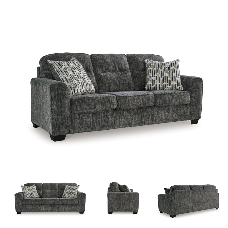 Bowery Hill Polyester Contemporary Corner-blocked frame Gunmetal Sofa