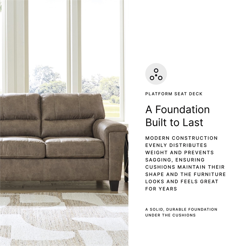 Bowery Hill Faux Leather Contemporary Corner-blocked frame Fossil Sofa