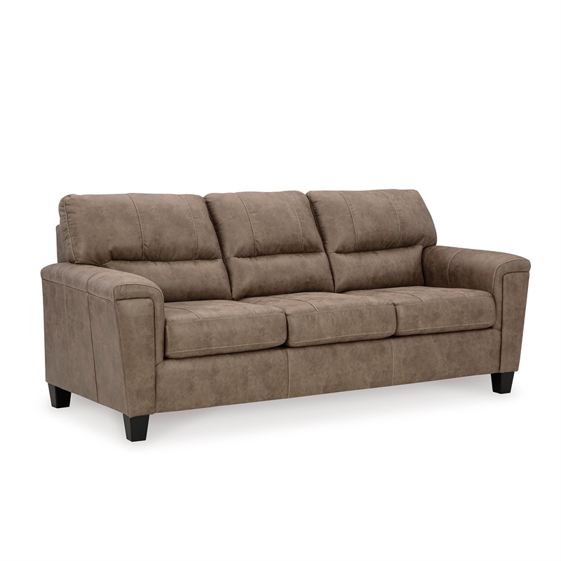Bowery Hill Faux Leather Contemporary Corner-blocked frame Fossil Sofa