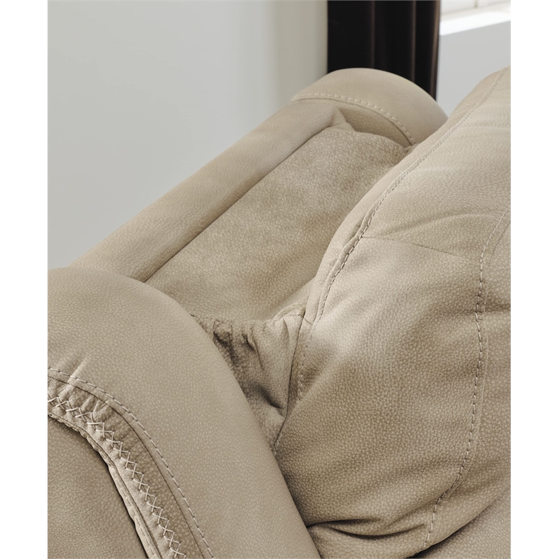 Bowery Hill Faux Leather Contemporary Sand Power Reclining Sofa