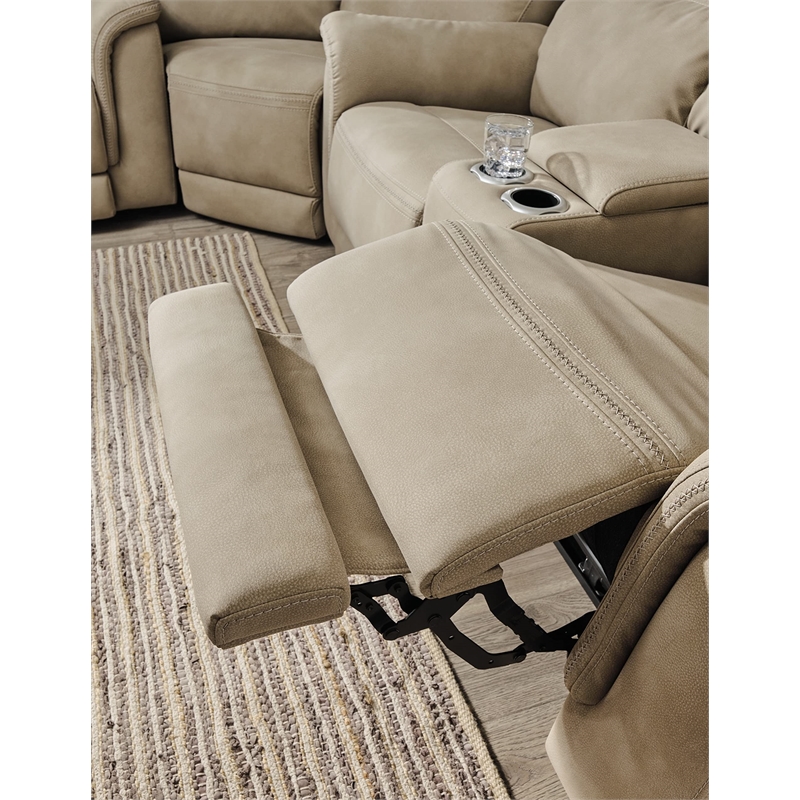 Bowery Hill Faux Leather Contemporary Sand Power Reclining Sofa