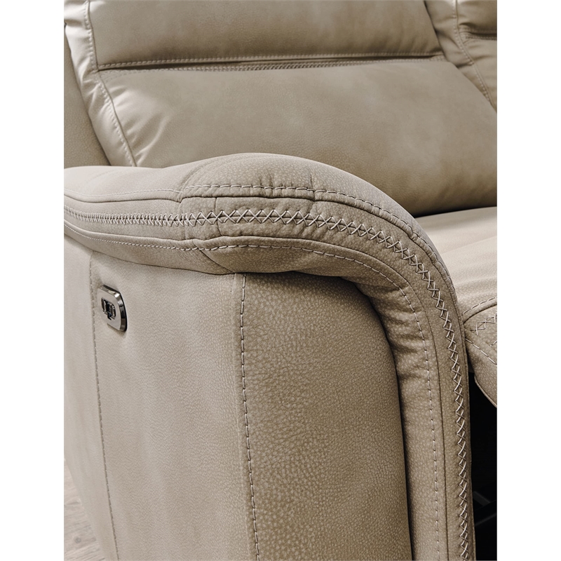 Bowery Hill Faux Leather Contemporary Sand Power Reclining Sofa