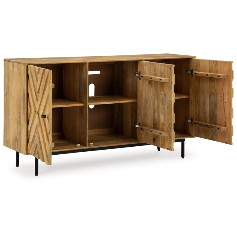 Bowery Hill Solid Wood Contemporary Brown & Black Accent Cabinet