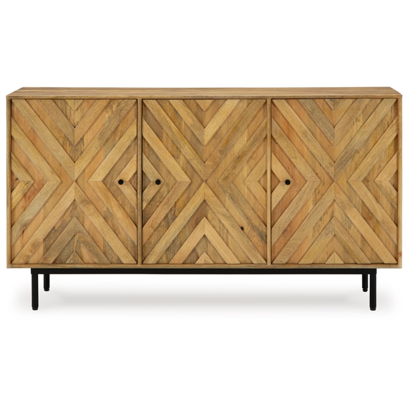 Bowery Hill Solid Wood Contemporary Brown & Black Accent Cabinet