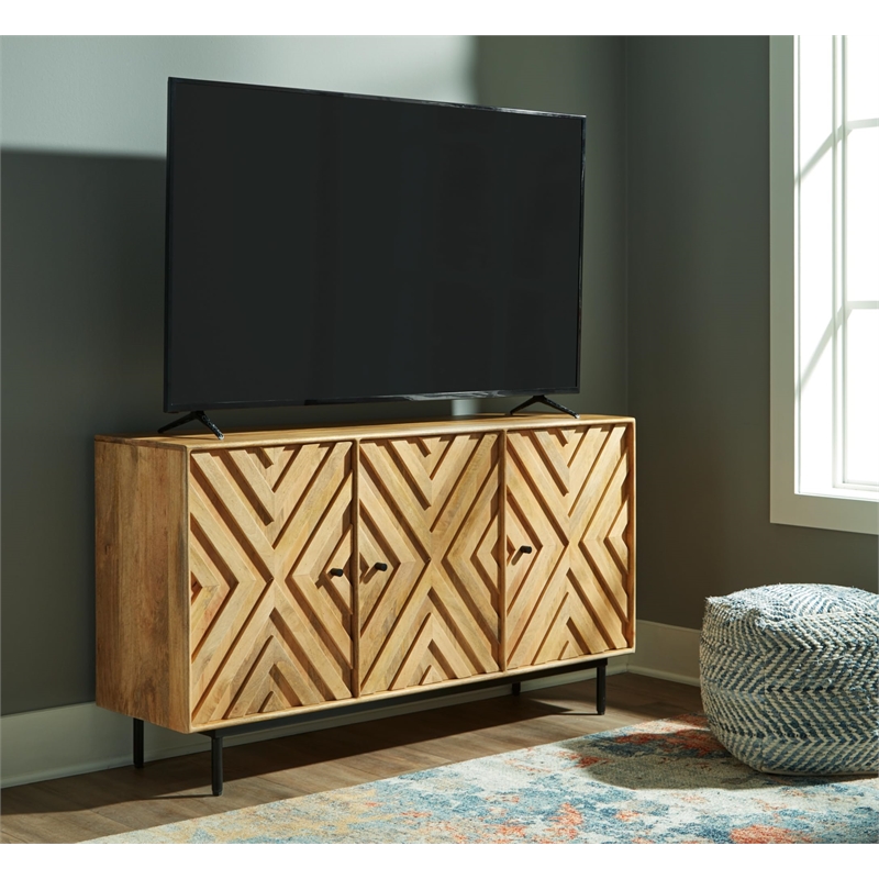 Bowery Hill Solid Wood Contemporary Brown & Black Accent Cabinet
