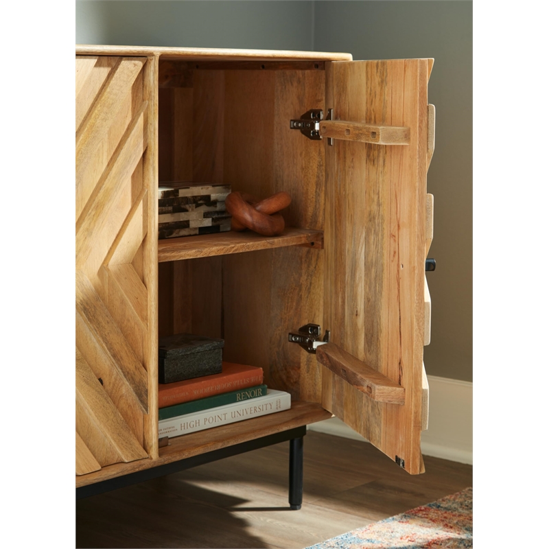 Bowery Hill Solid Wood Contemporary Brown & Black Accent Cabinet