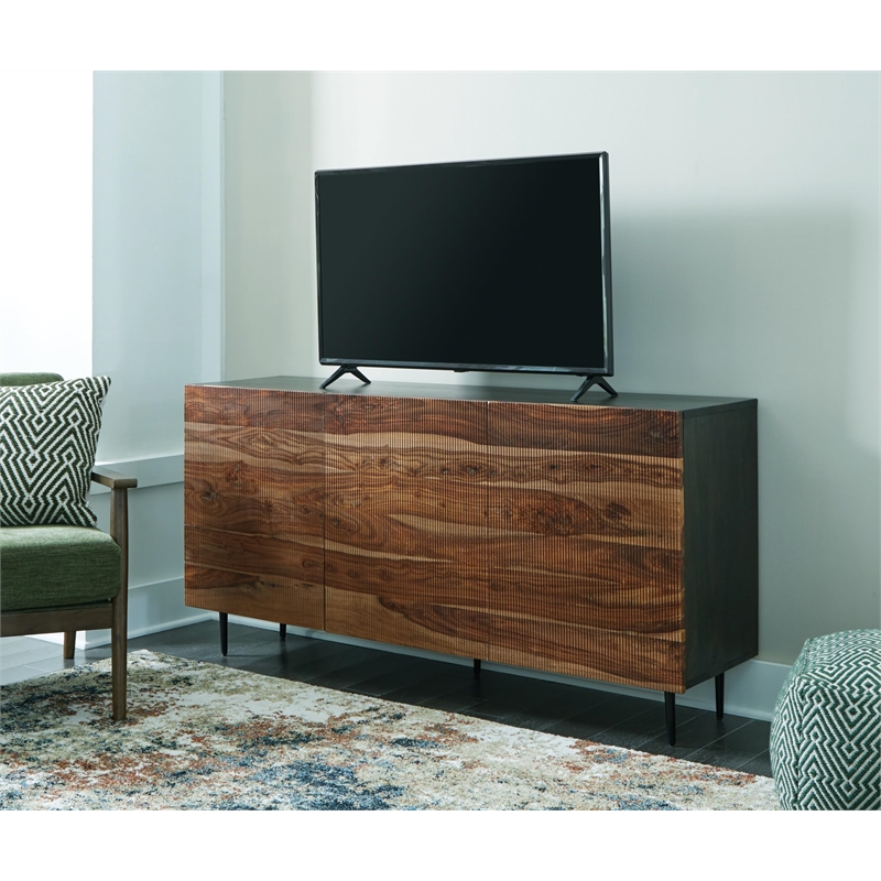 Bowery Hill Wood Contemporary Brown & Beige Finish Accent Cabinet