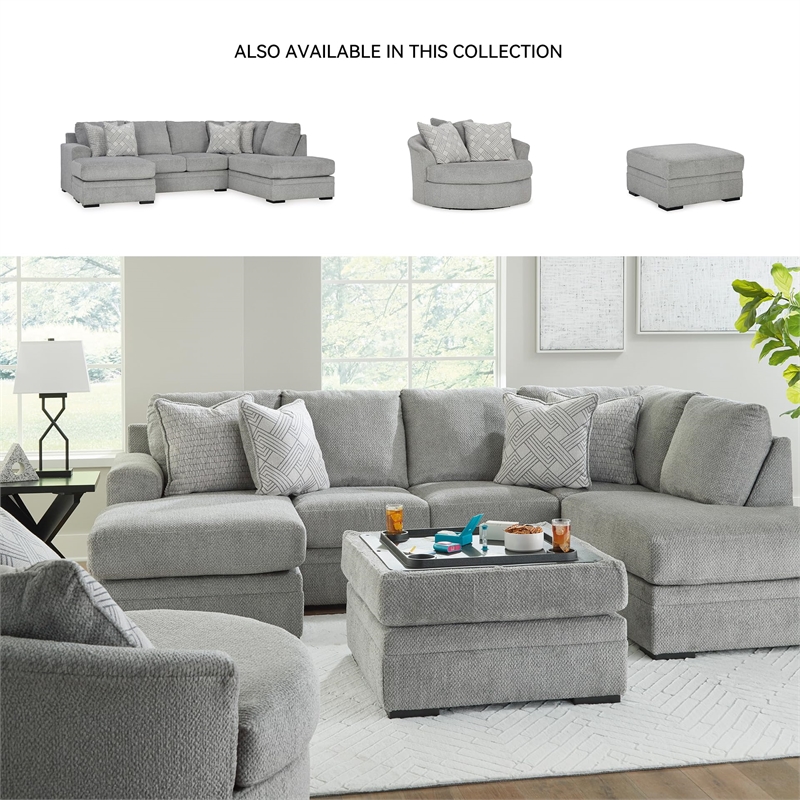 Bowery Hill Corner-blocked frame Light Gray Oversized Swivel Accent Chair