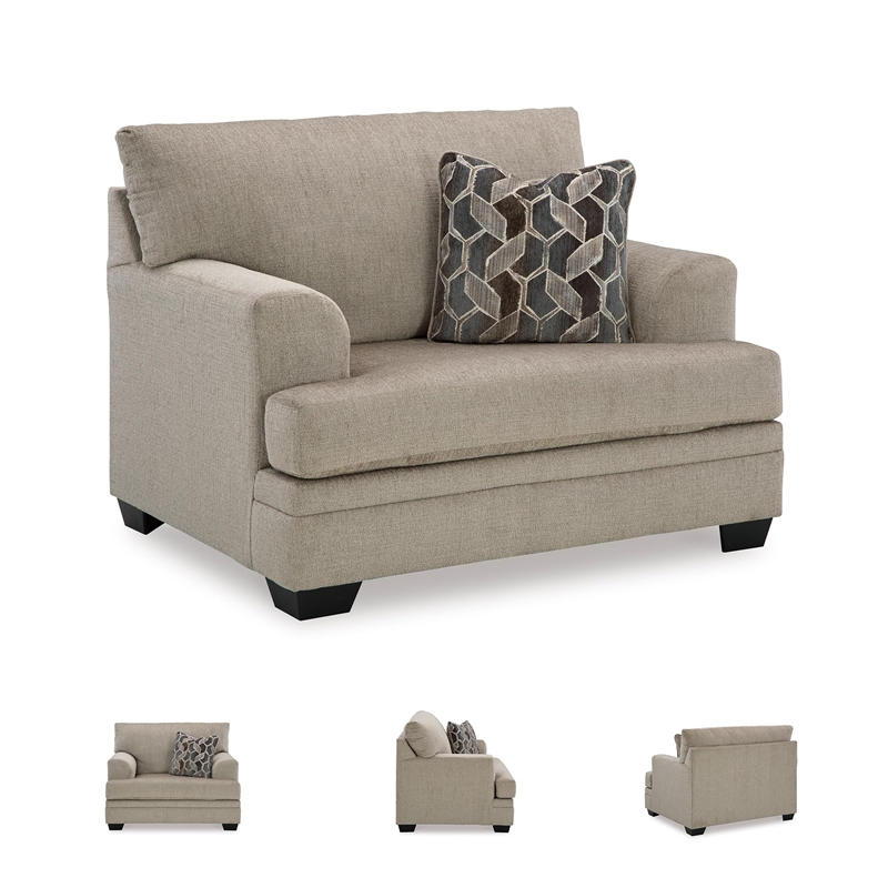 Bowery Hill Contemporary Corner-blocked frame Taupe Oversized Chair