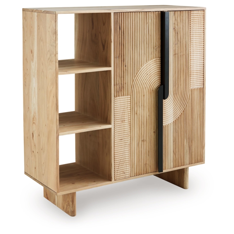 Bowery Hill Engineered Wood Contemporary Natural Finish Accent Cabinet