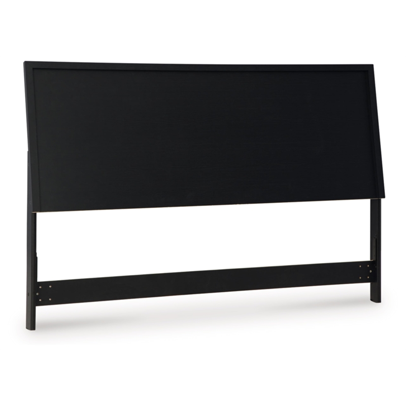 Bowery Hill Engineered Wood Contemporary Black King Panel Headboard
