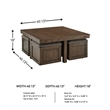 Bowery Hill Wood Contemporary Brown Coffee Table with 4 Stools