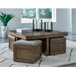 Bowery Hill Wood Contemporary Brown Coffee Table with 4 Stools