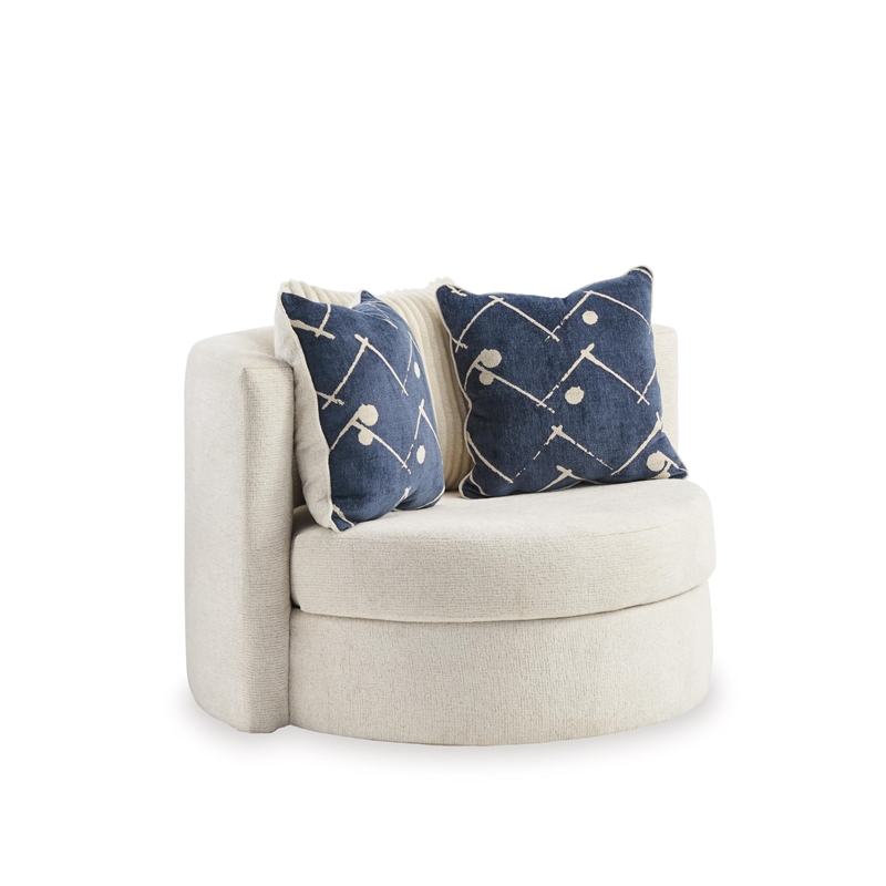 Bowery Hill Contemporary Corner-blocked frame Ivory Swivel Accent Chair