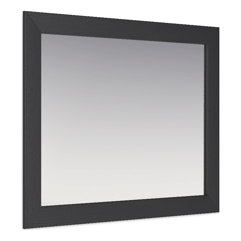 Bowery Hill Engineered Wood Contemporary Black Bedroom Mirror