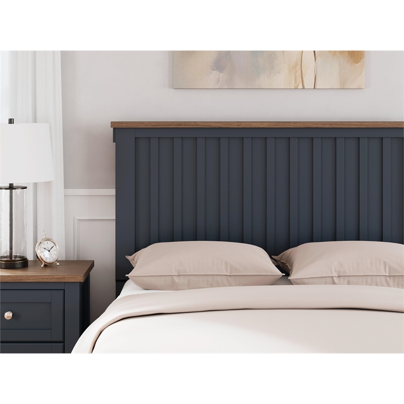 Bowery Hill Modern Hardwood Solids Brown & Blue Twin Panel Headboard