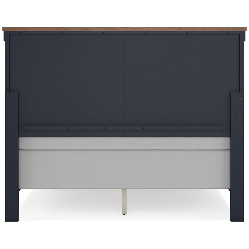Bowery Hill Modern Hardwood Solids Brown & Blue Queen Panel Headboard
