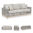 Bowery Hill Wicker / Rattan Coastal Gray Outdoor Sofa with Cushion