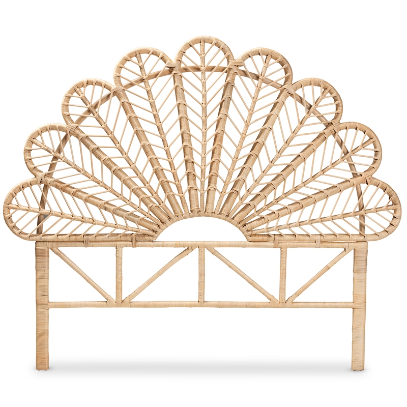 Bowery Hill Modern Bohemian Rattan Queen Size Standalone Headboard