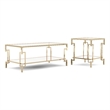 Bowery Hill Metal 2-Piece Coffee Table Set in Gold Champagne