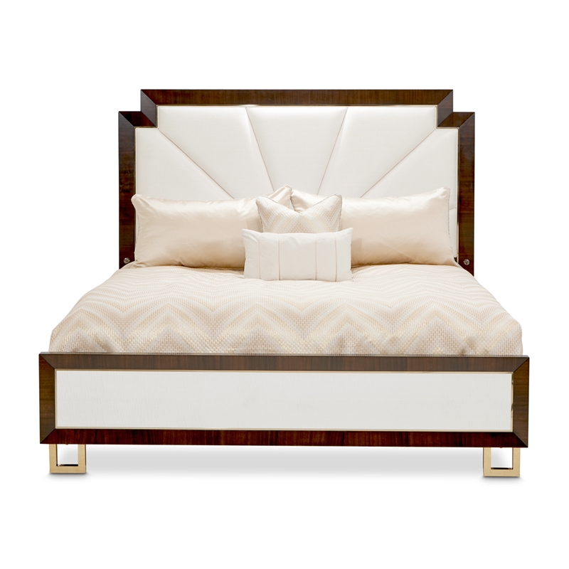 Bowery Hill Place Eastern King Upholstered Bed - Cream/Espresso