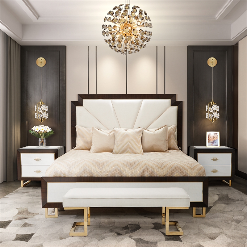 Bowery Hill Place Eastern King Upholstered Bed - Cream/Espresso