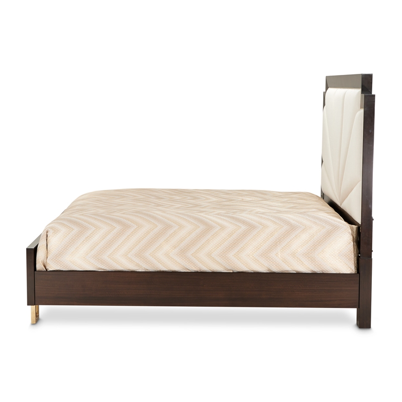 Bowery Hill Place Eastern King Upholstered Bed - Cream/Espresso