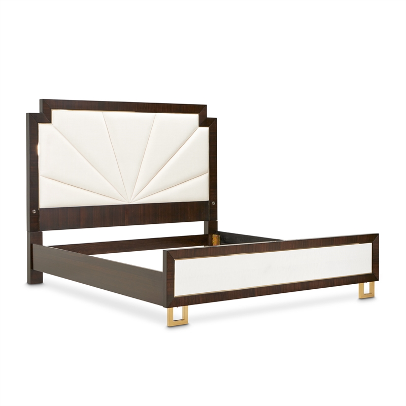 Bowery Hill Place Eastern King Upholstered Bed - Cream/Espresso
