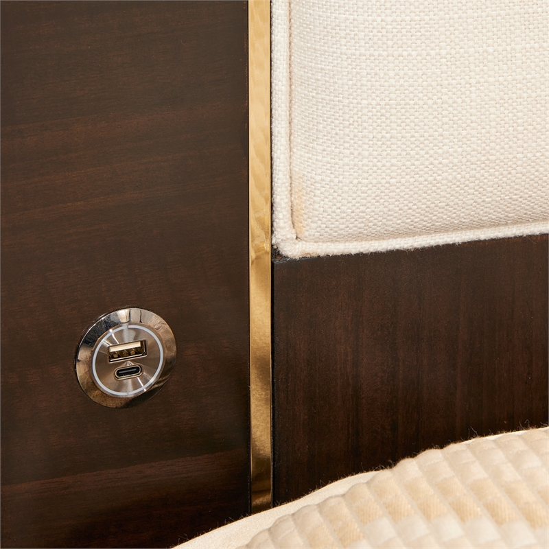 Bowery Hill Place Eastern King Upholstered Bed - Cream/Espresso