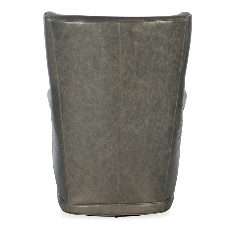 Bowery Hill Contemporary Swivel Club Chair in Gray Finish Leather