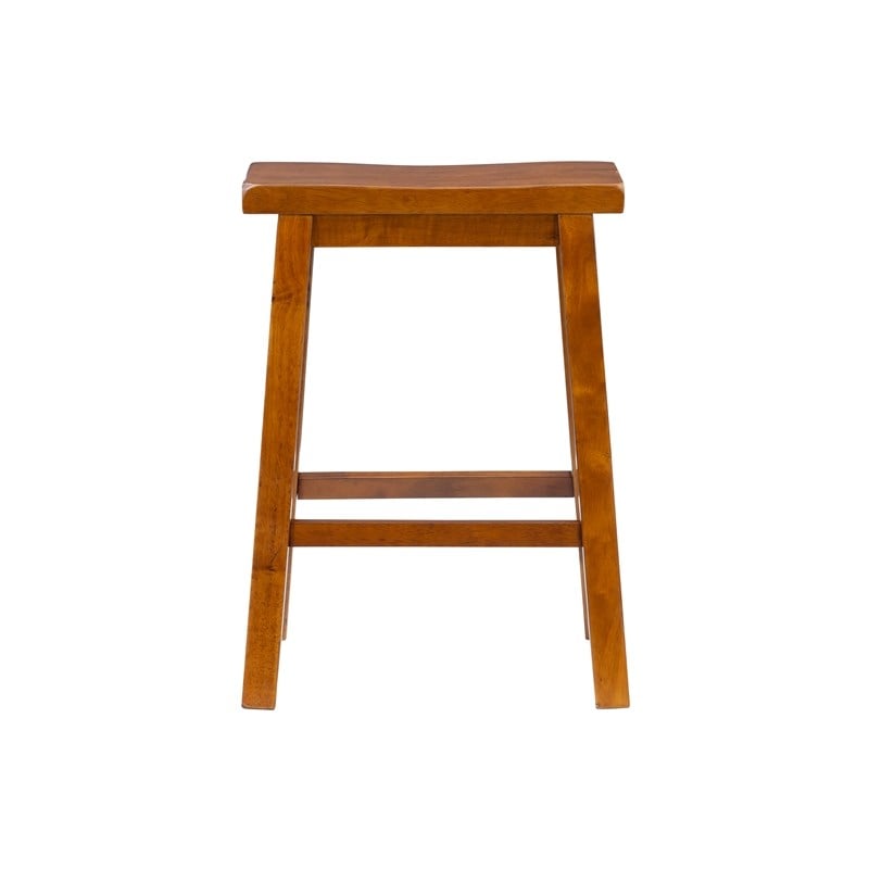 Bowery Hill Rubberwood Honey Brown Stool Backless Counter Height 24