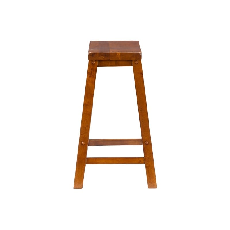 Bowery Hill Rubberwood Honey Brown Stool Backless Counter Height 24