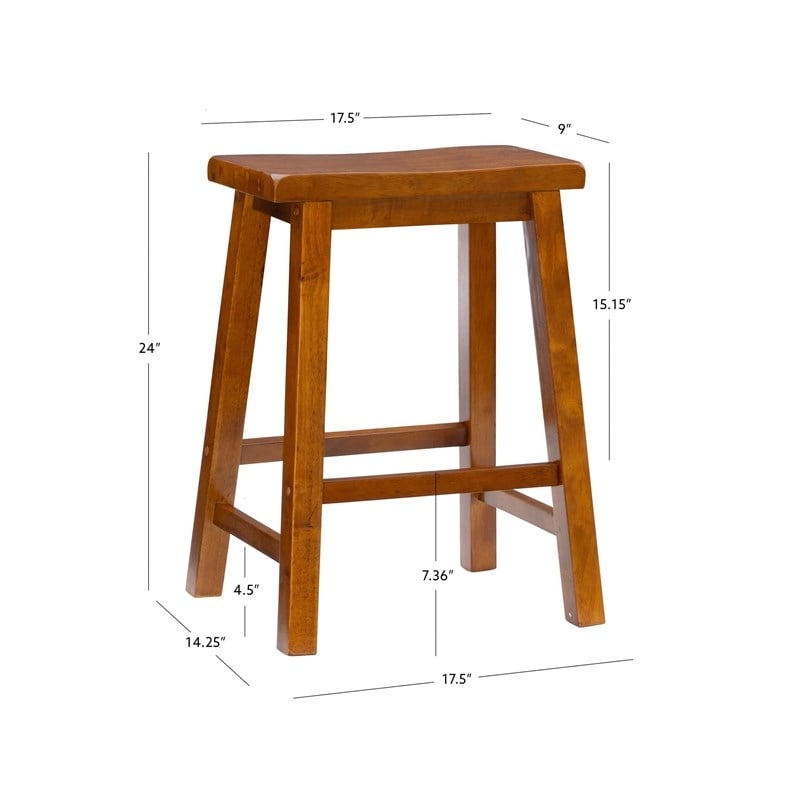 Bowery Hill Rubberwood Honey Brown Stool Backless Counter Height 24